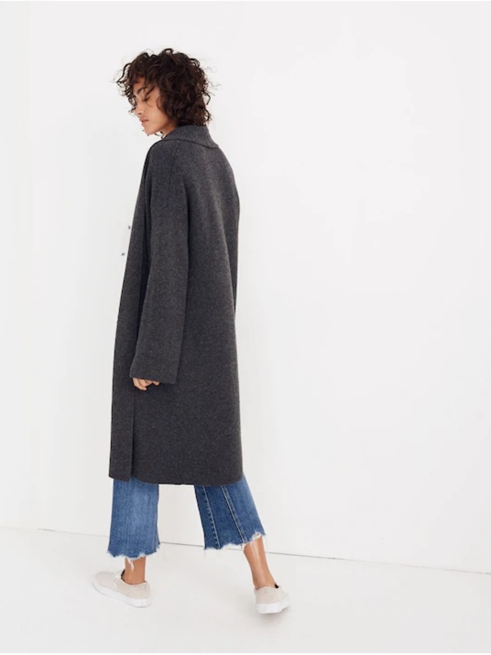 Women's Charcoal Long Wool Coat - Modern Minimalist Overcoat